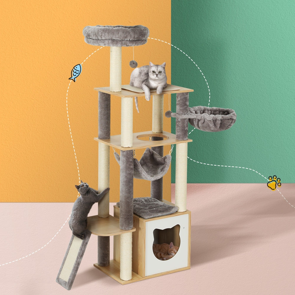 i.Pet Cat Tree Tower Scratching Post Scratcher Wood Bed Condo Toys House 152cm Cares Fast shipping On sale