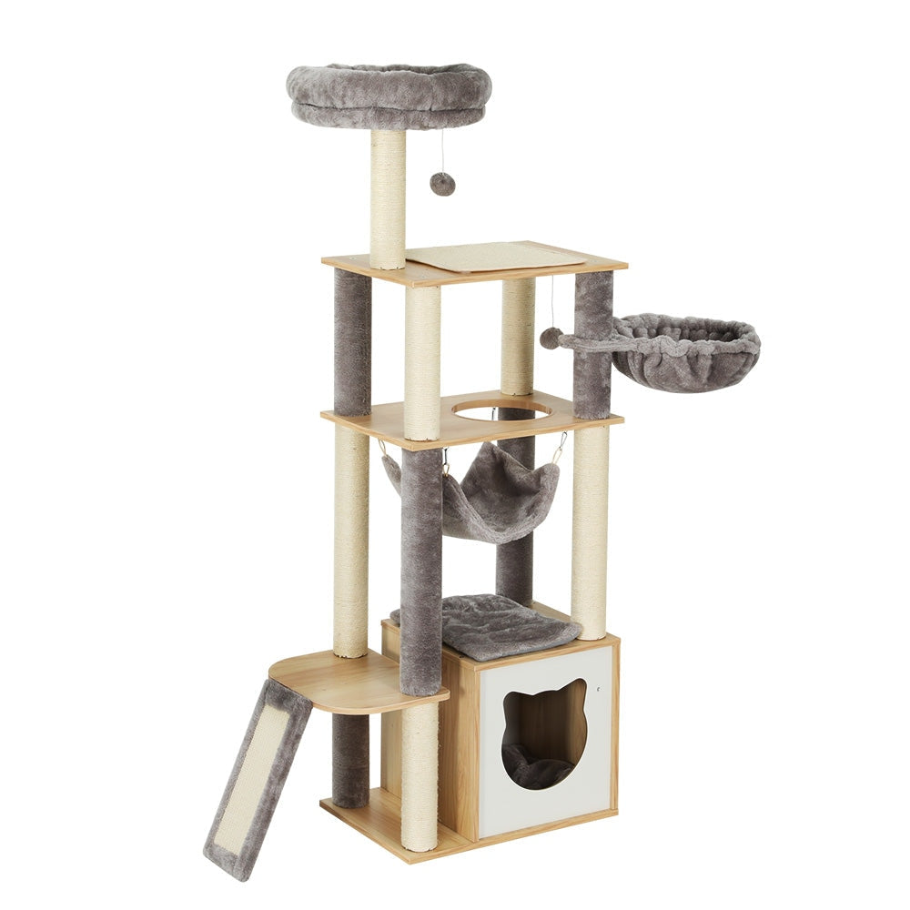 i.Pet Cat Tree Tower Scratching Post Scratcher Wood Bed Condo Toys House 152cm Cares Fast shipping On sale