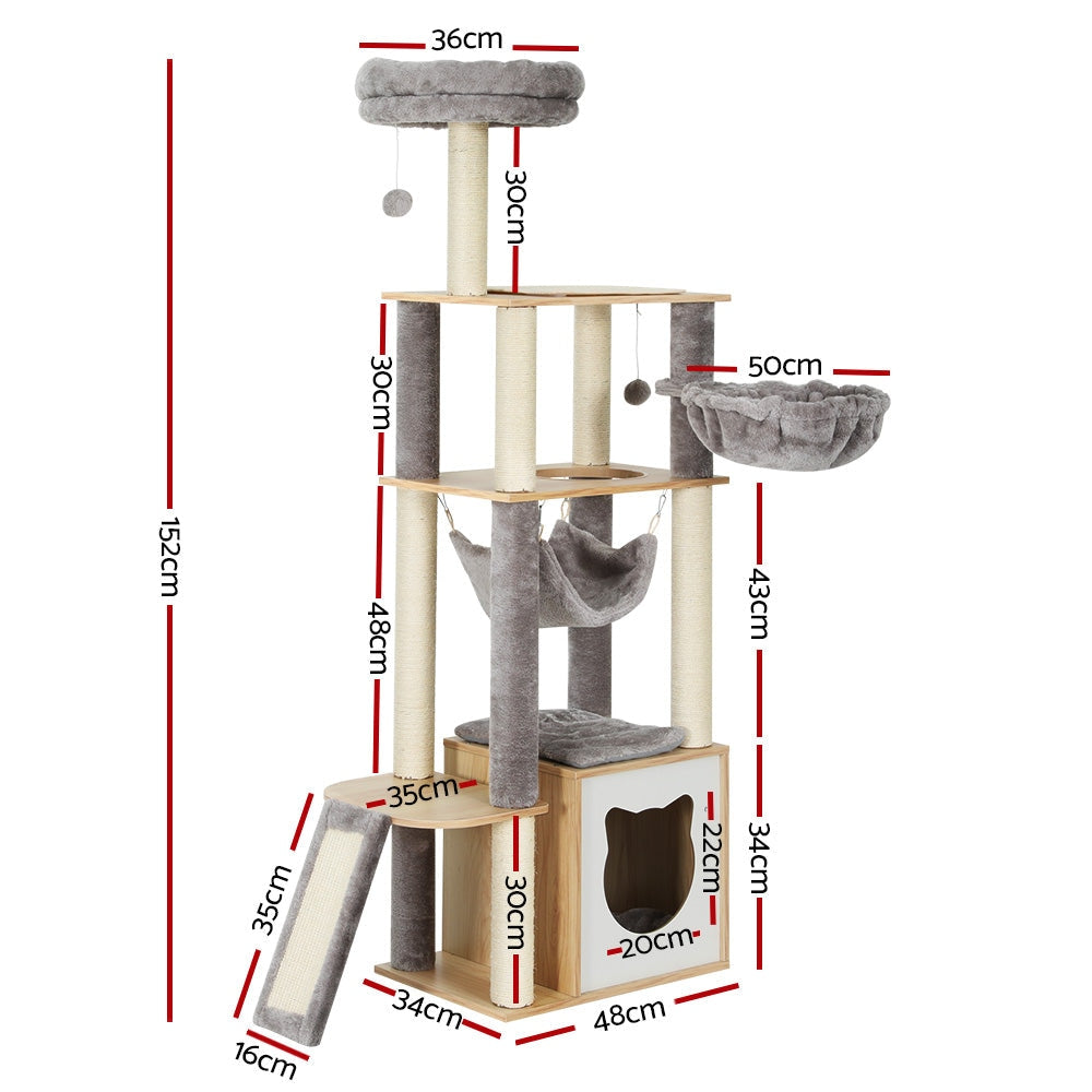 i.Pet Cat Tree Tower Scratching Post Scratcher Wood Bed Condo Toys House 152cm Cares Fast shipping On sale