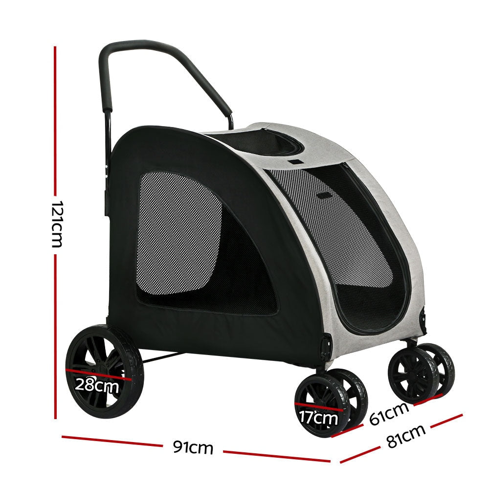 i.Pet Pet Dog Stroller Pram Large Carrier Cat Travel Foldable Strollers 4 Wheels Cares Fast shipping On sale