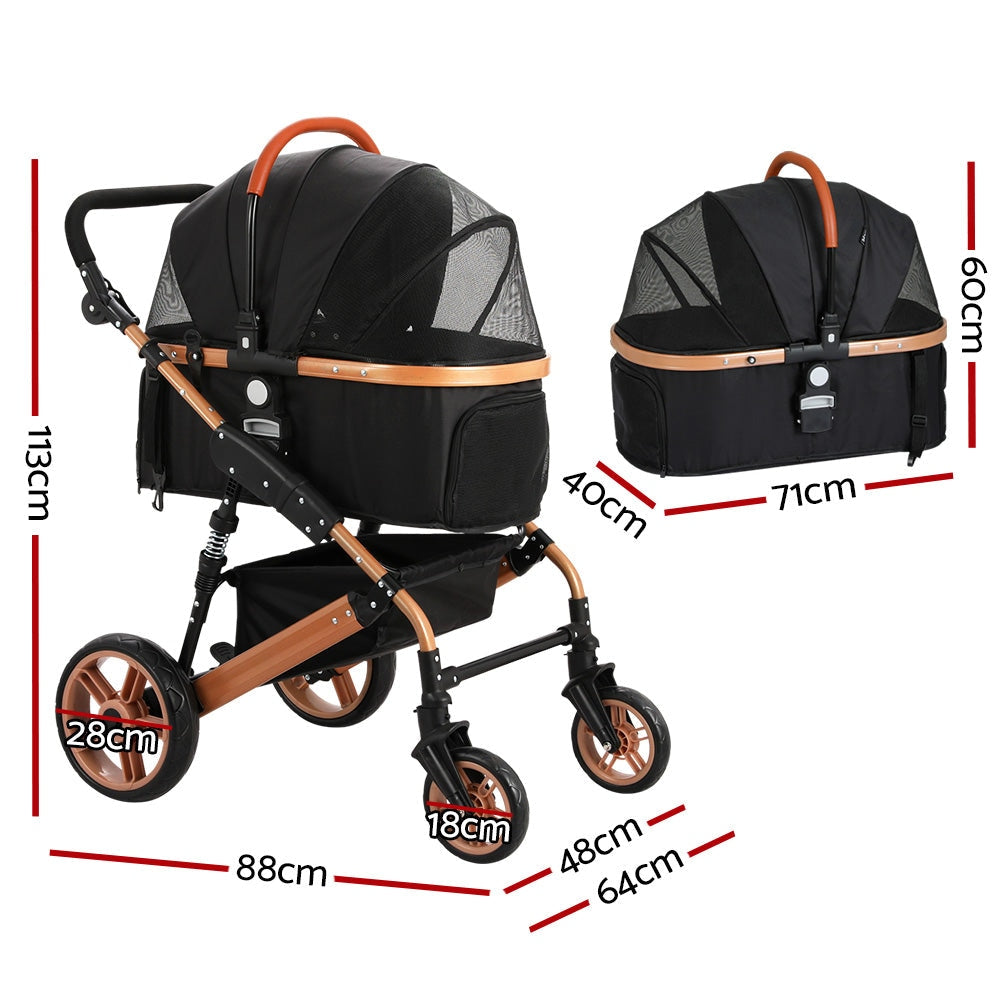 i.Pet Pet Dog Stroller Pram Large Cat Carrier Travel Pushchair Foldable 4 Wheels Cares Fast shipping On sale