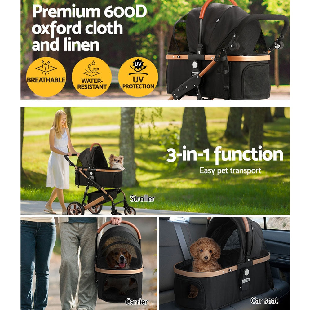 i.Pet Pet Dog Stroller Pram Large Cat Carrier Travel Pushchair Foldable 4 Wheels Cares Fast shipping On sale