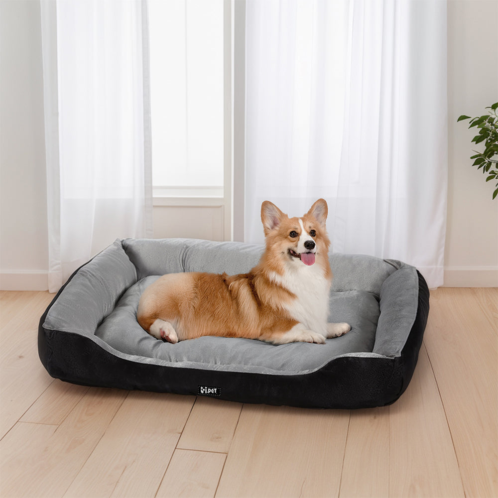i.Pet Pet Bed Dog Cat Calming Soft Sleeping Comfy Plush Mat Cave Washable Black Cares Fast shipping On sale