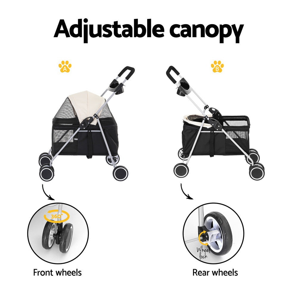 i.Pet Pet Stroller Pram Dog Cat Carrier Cage Large Travel Pushchair Foldable 4 Wheels Cares Fast shipping On sale