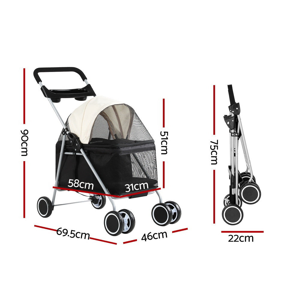 i.Pet Pet Stroller Pram Dog Cat Carrier Cage Large Travel Pushchair Foldable 4 Wheels Cares Fast shipping On sale