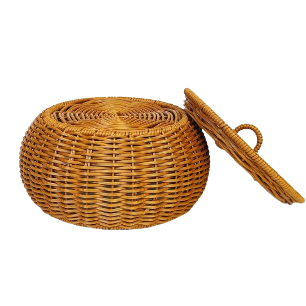 Woven PP Rattan Metal Frame Storage Basket Organizer Decoration With Lid Decor Fast shipping On sale