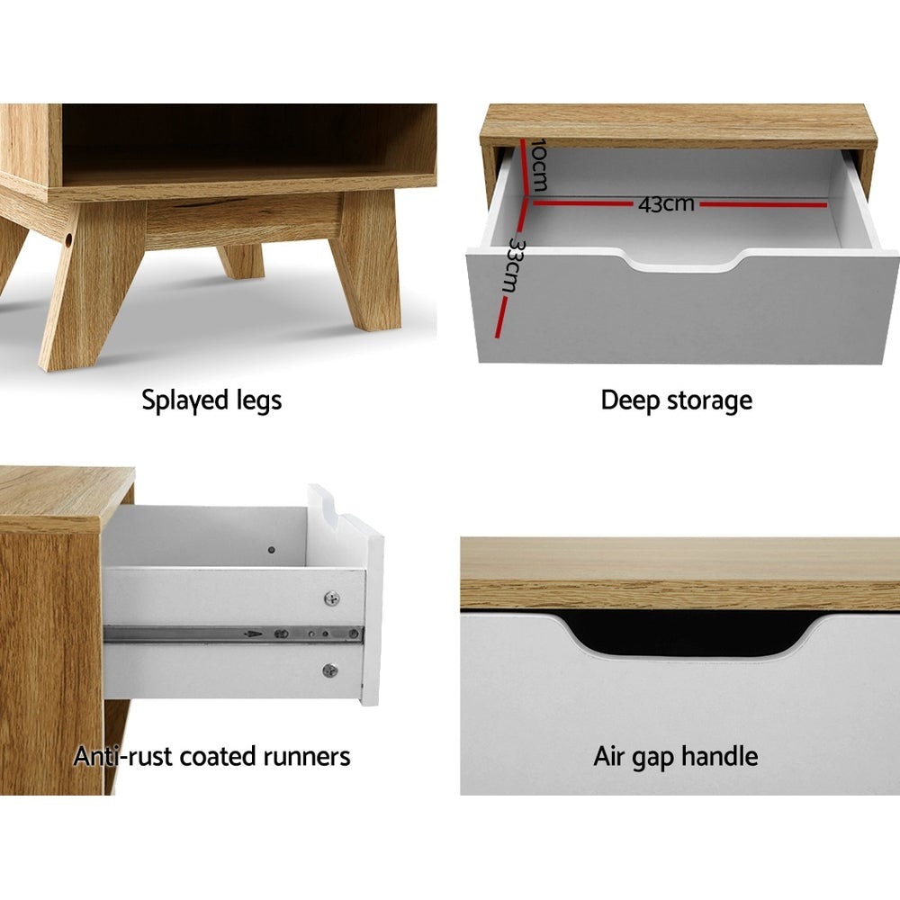 Iker Bedside Table Drawer Nightstand Shelf Cabinet Storage Lamp Side Wooden Fast shipping On sale