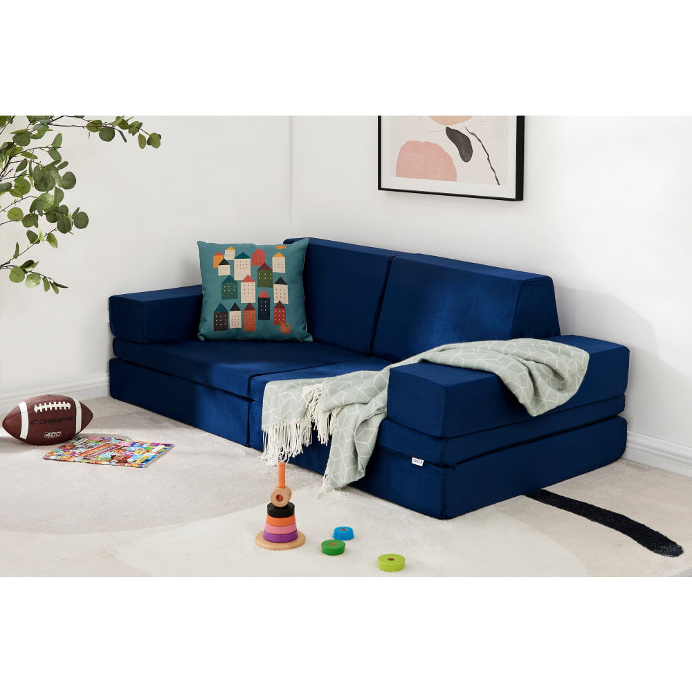 Indigo Fabric Foam Kids Furniture Playcouch Sofa Navy Bean Bag Fast shipping On sale