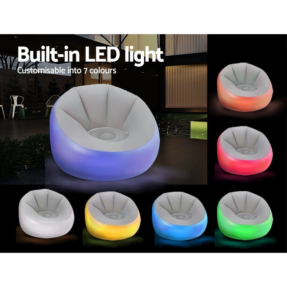 Inflatable Seat Sofa LED Light Chair Outdoor Lounge Cruiser Furniture Fast shipping On sale