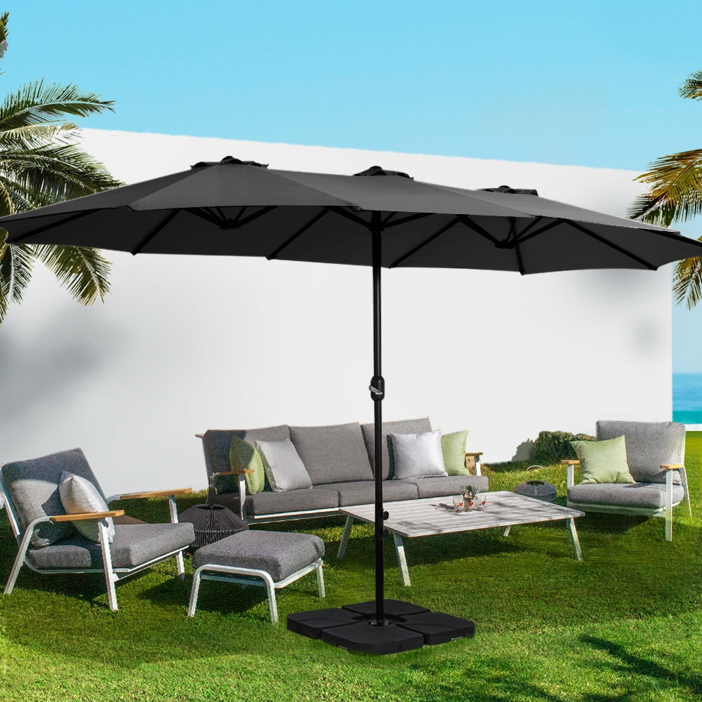 Instahut Outdoor Umbrella Twin Umbrellas Beach Garden Stand Base Sun Shade 4.57m Patio Fast shipping On sale