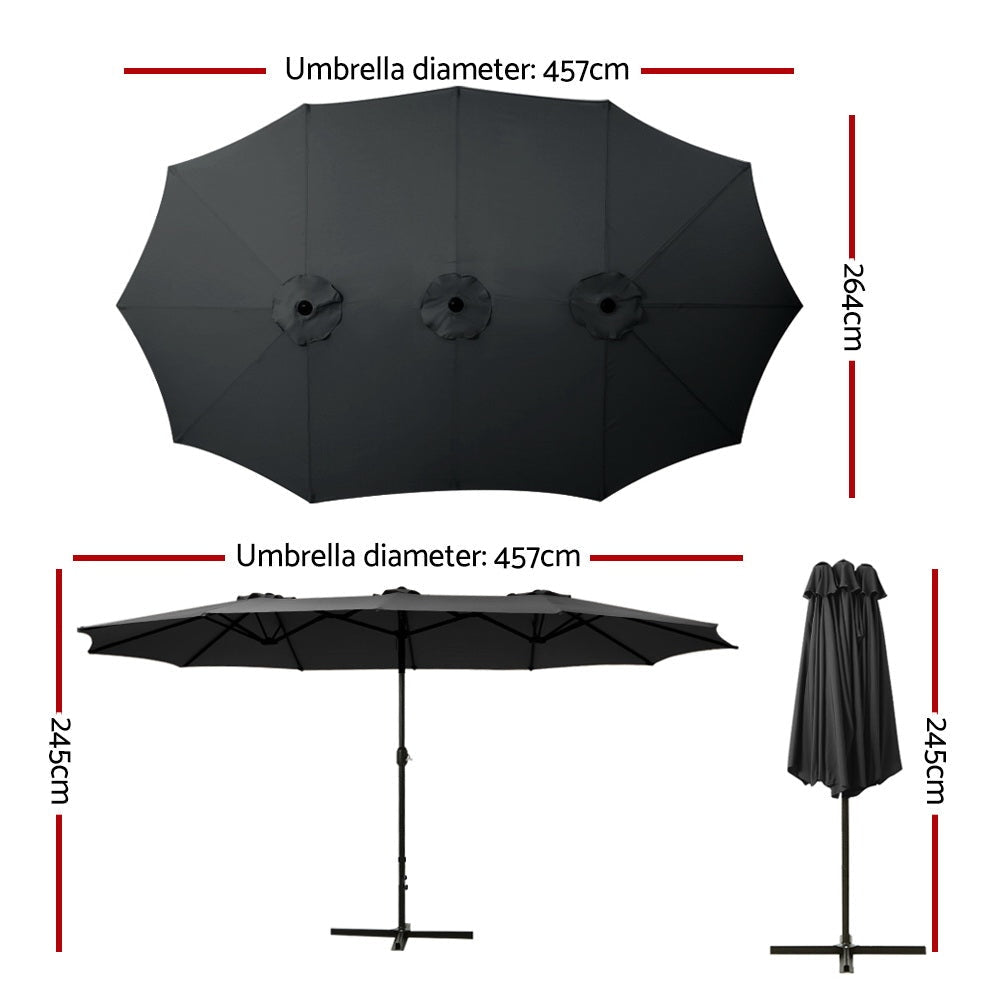 Instahut Outdoor Umbrella Twin Umbrellas Beach Garden Stand Base Sun Shade 4.57m Patio Fast shipping On sale