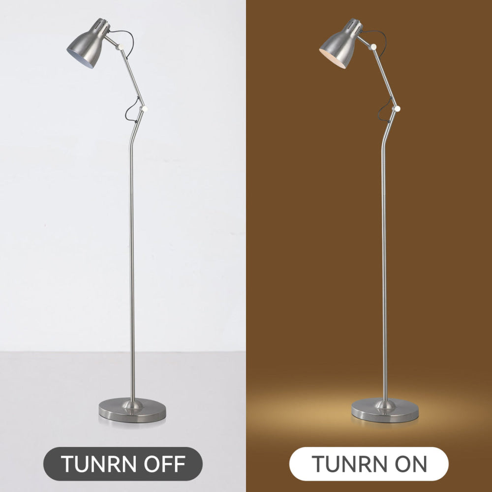 Intense Bright Classic Metal Floor Lamp Reading Light Adjustable Arms Shade - Satin Chrome Fast shipping On sale