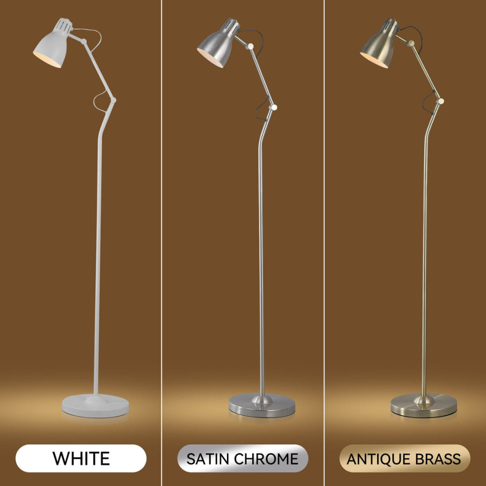 Intense Bright Classic Metal Floor Lamp Reading Light Adjustable Arms Shade - White Fast shipping On sale