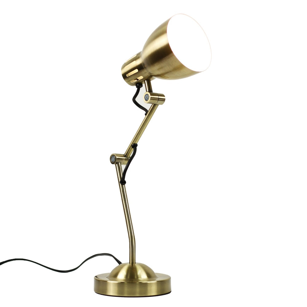 Intense Bright Classic Metal Table Desk Lamp Reading Light Adjustable Arms Shade - Antique Brass Fast shipping On sale