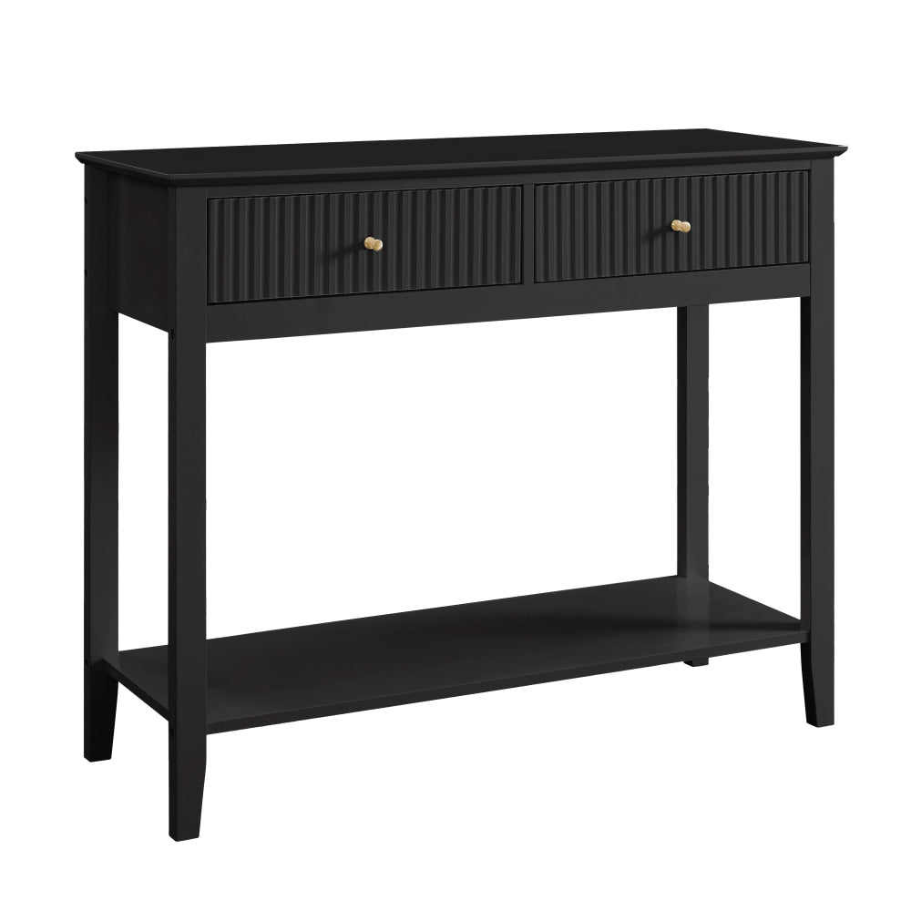 Issey Modern Wooden Hallway Console Hall Table Fluted 2-Drawers - Black Fast shipping On sale