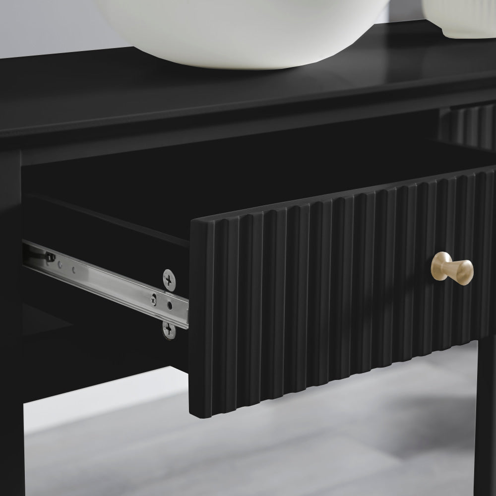 Issey Modern Wooden Hallway Console Hall Table Fluted 2-Drawers - Black Fast shipping On sale