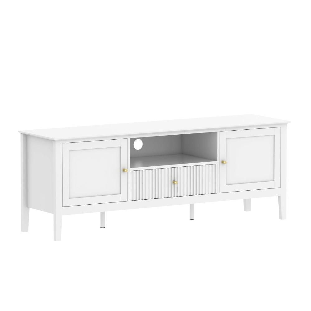 Issey Modern Wooden Lowline Fluted Entertainment Unit TV Stand 150cm White Fast shipping On sale