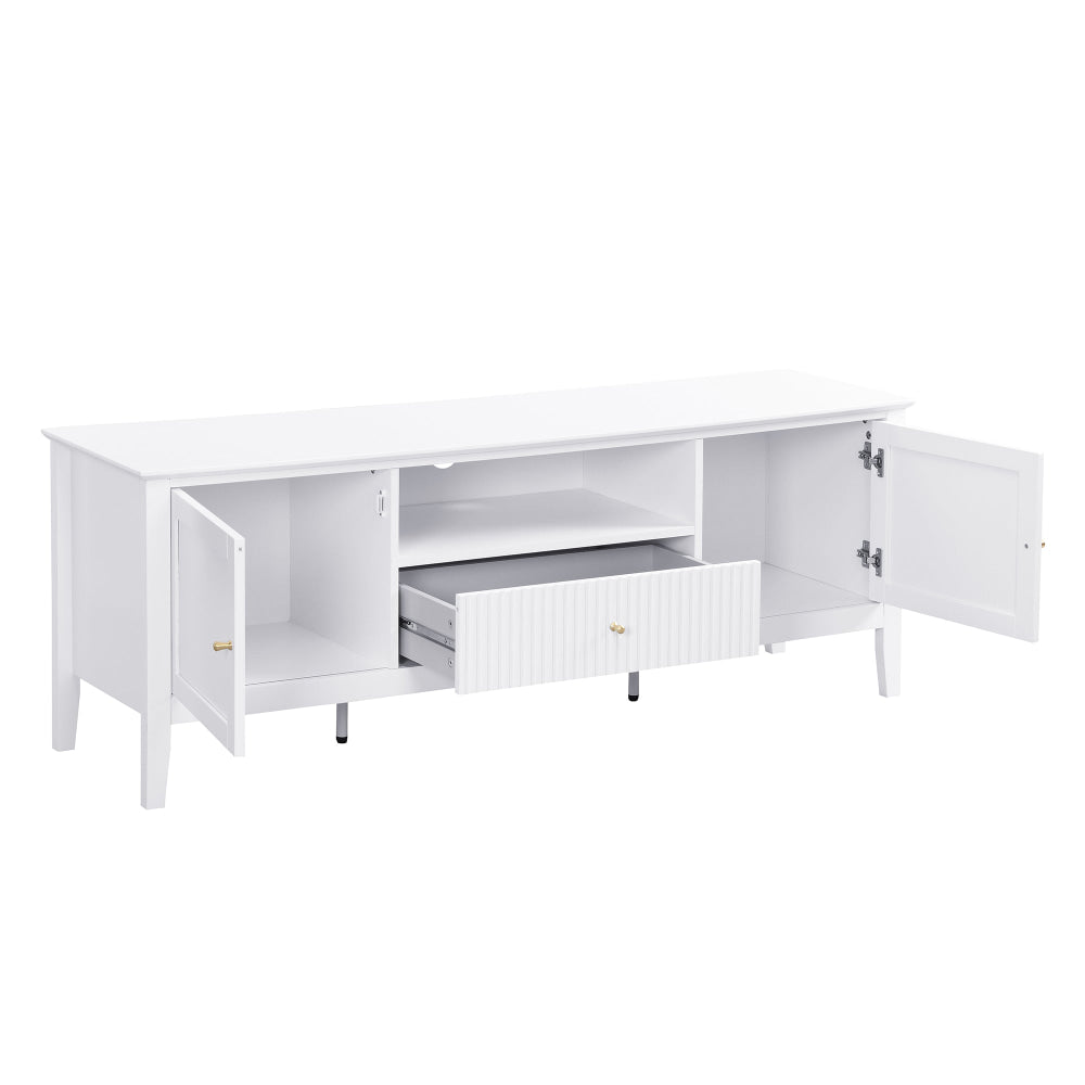 Issey Modern Wooden Lowline Fluted Entertainment Unit TV Stand 150cm White Fast shipping On sale