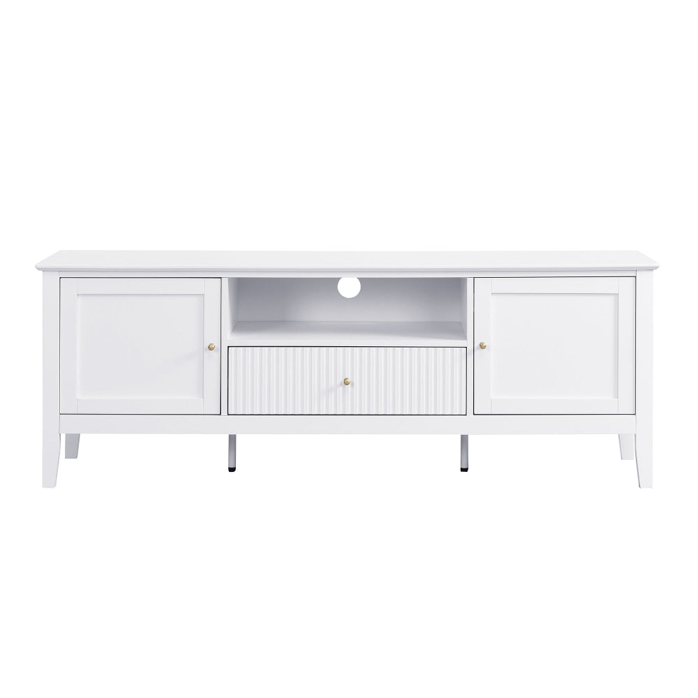 Issey Modern Wooden Lowline Fluted Entertainment Unit TV Stand 150cm White Fast shipping On sale