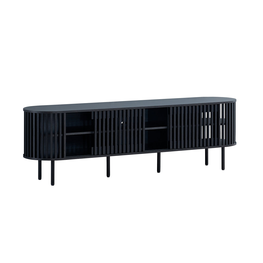 Izar Lowline Wooden TV Stand Entertainment Unit 180cm 2-Doors Slat Black Fast shipping On sale