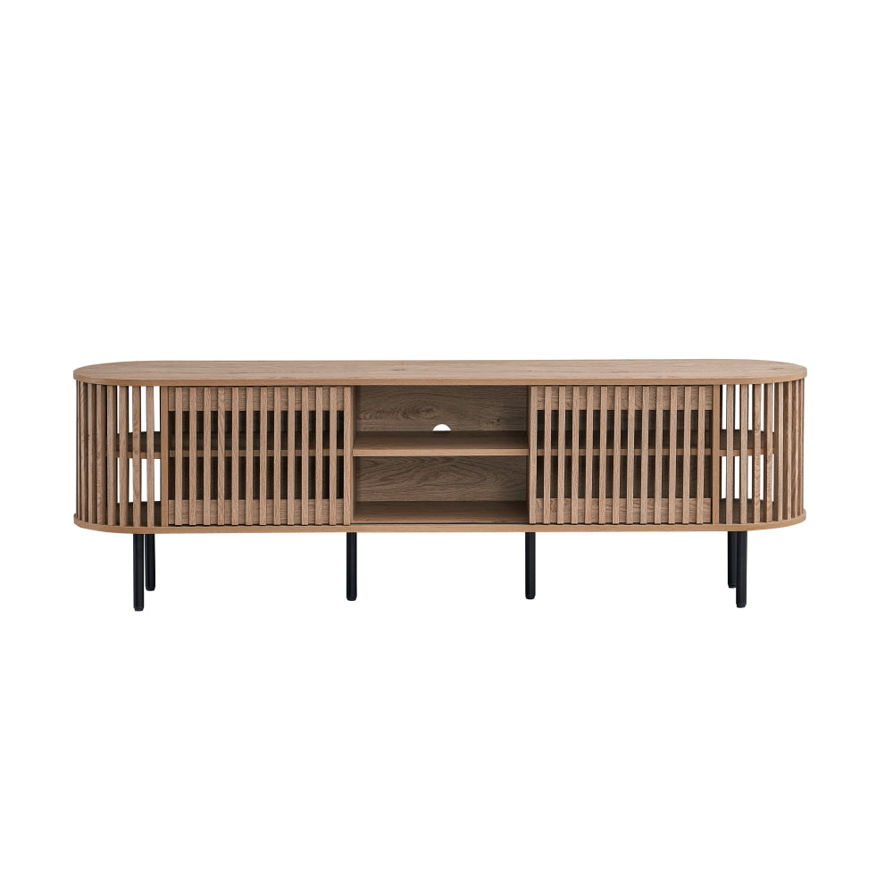 Izar Lowline Wooden TV Stand Entertainment Unit 180cm 2-Doors Slat Oak Fast shipping On sale