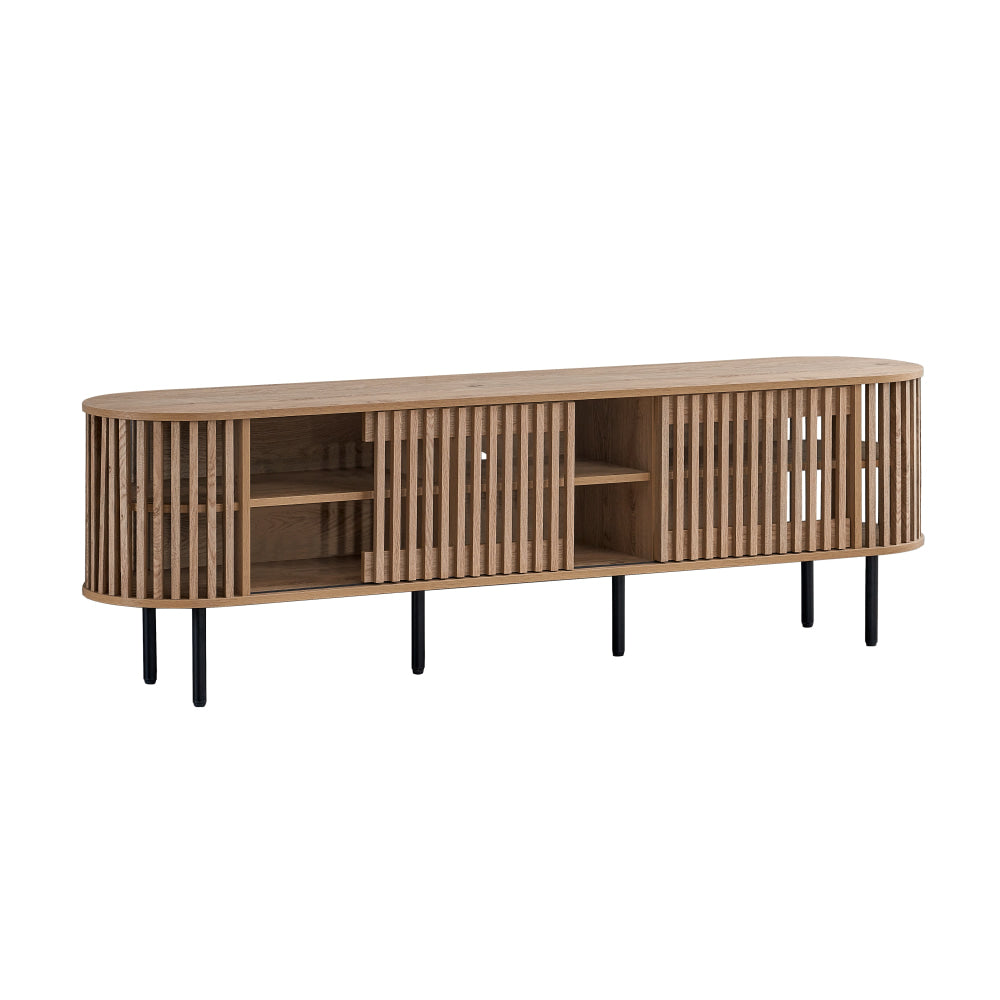 Izar Lowline Wooden TV Stand Entertainment Unit 180cm 2-Doors Slat Oak Fast shipping On sale