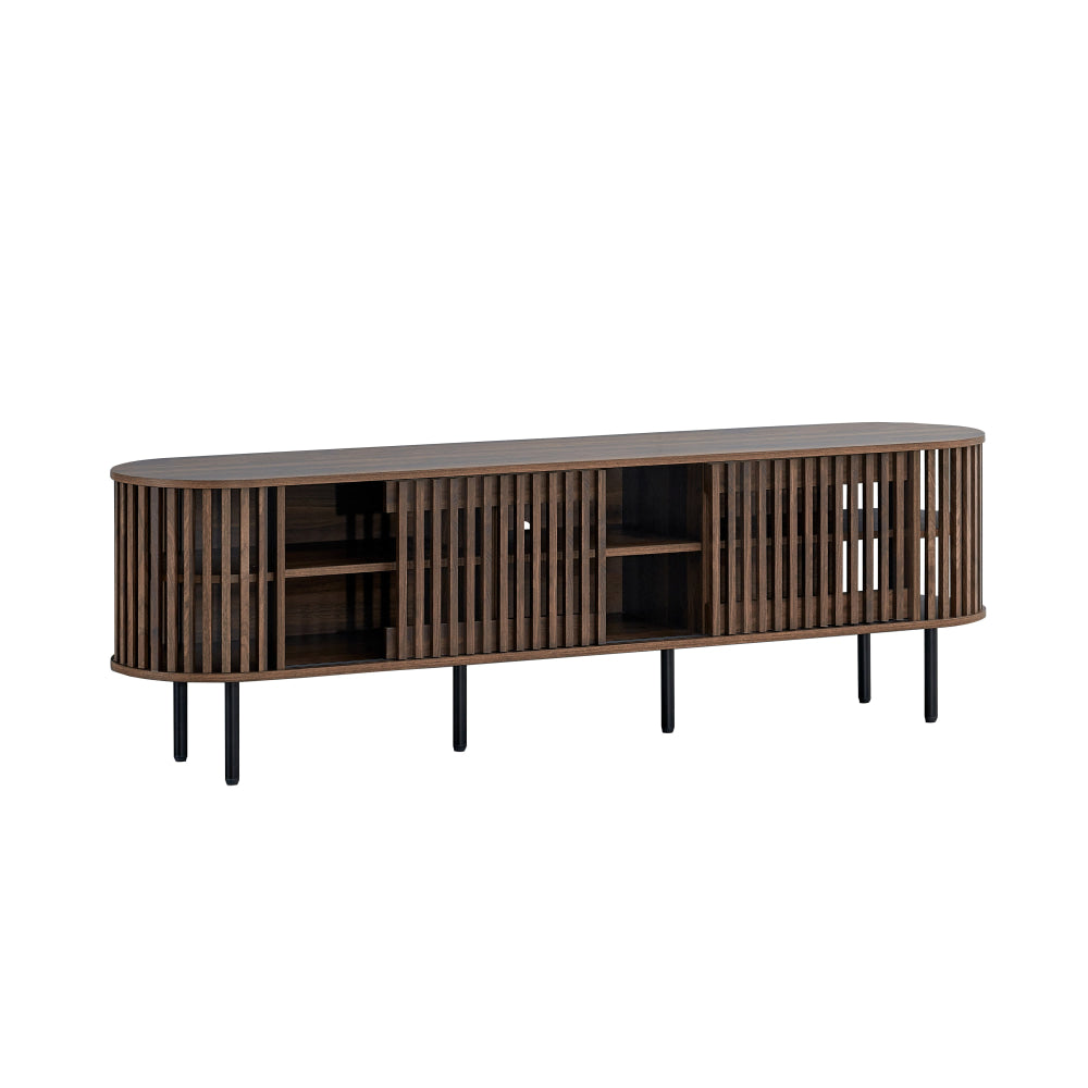 Izar Lowline Wooden TV Stand Entertainment Unit 180cm 2-Doors Slat Walnut Fast shipping On sale