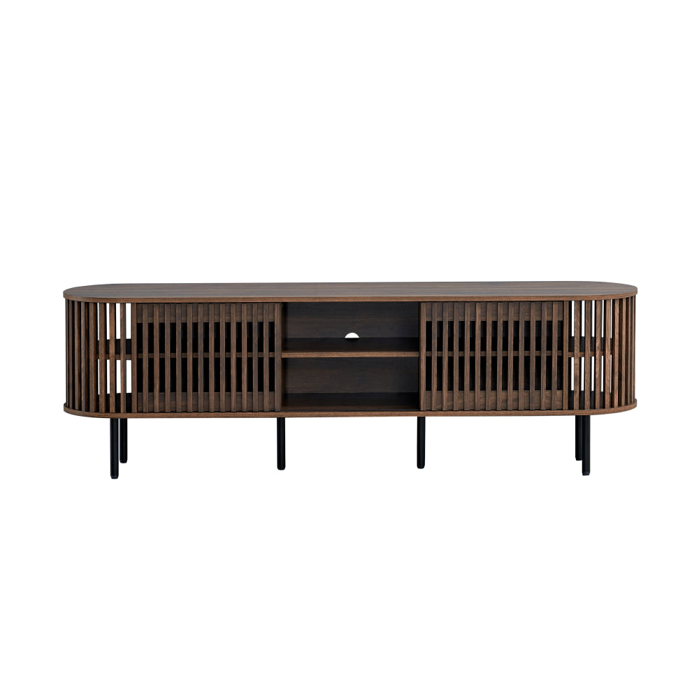 Izar Lowline Wooden TV Stand Entertainment Unit 180cm 2-Doors Slat Walnut Fast shipping On sale