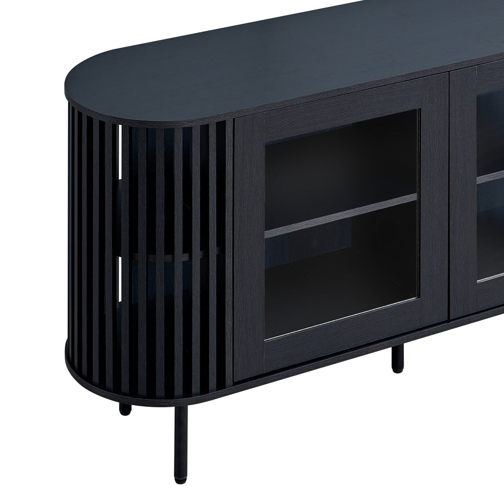 Izar Wooden Sideboard Buffet Unit Storage Cabinet 2-Doors Slat Black & Fast shipping On sale