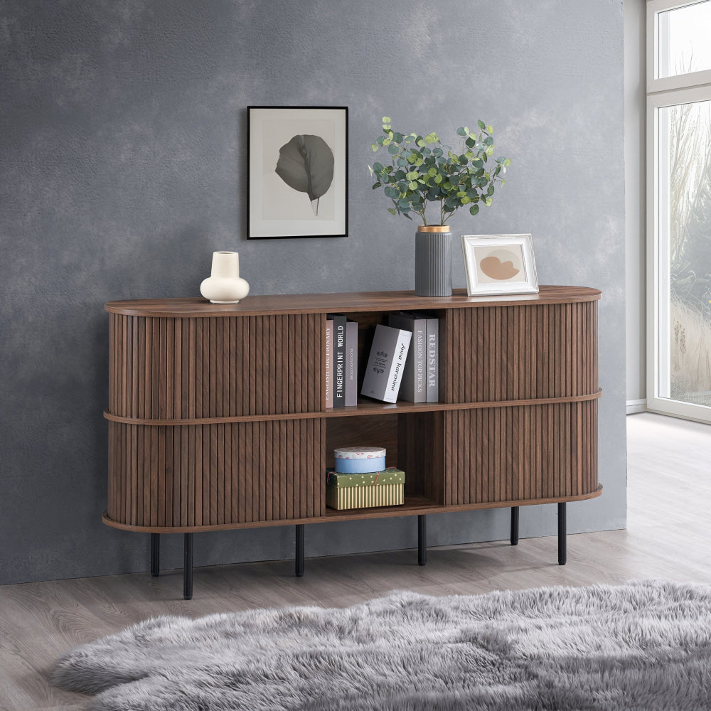 Jain Wooden Buffet Unit Sideboard Storage cabinet 4-Doors Walnut & Fast shipping On sale