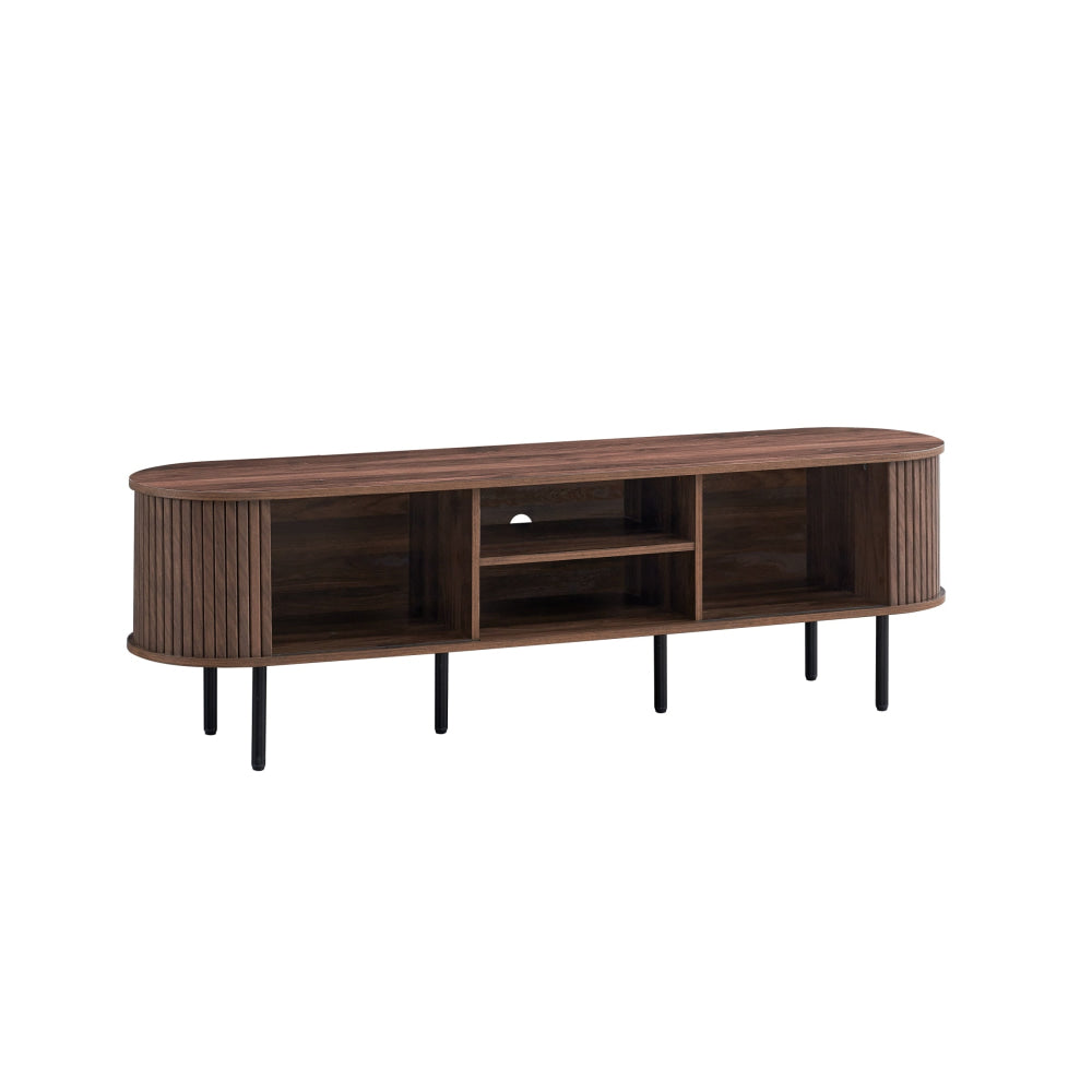 Jain Wooden Lowline Entertainment Unit TV Stand W/ 2-Doors Walnut Fast shipping On sale