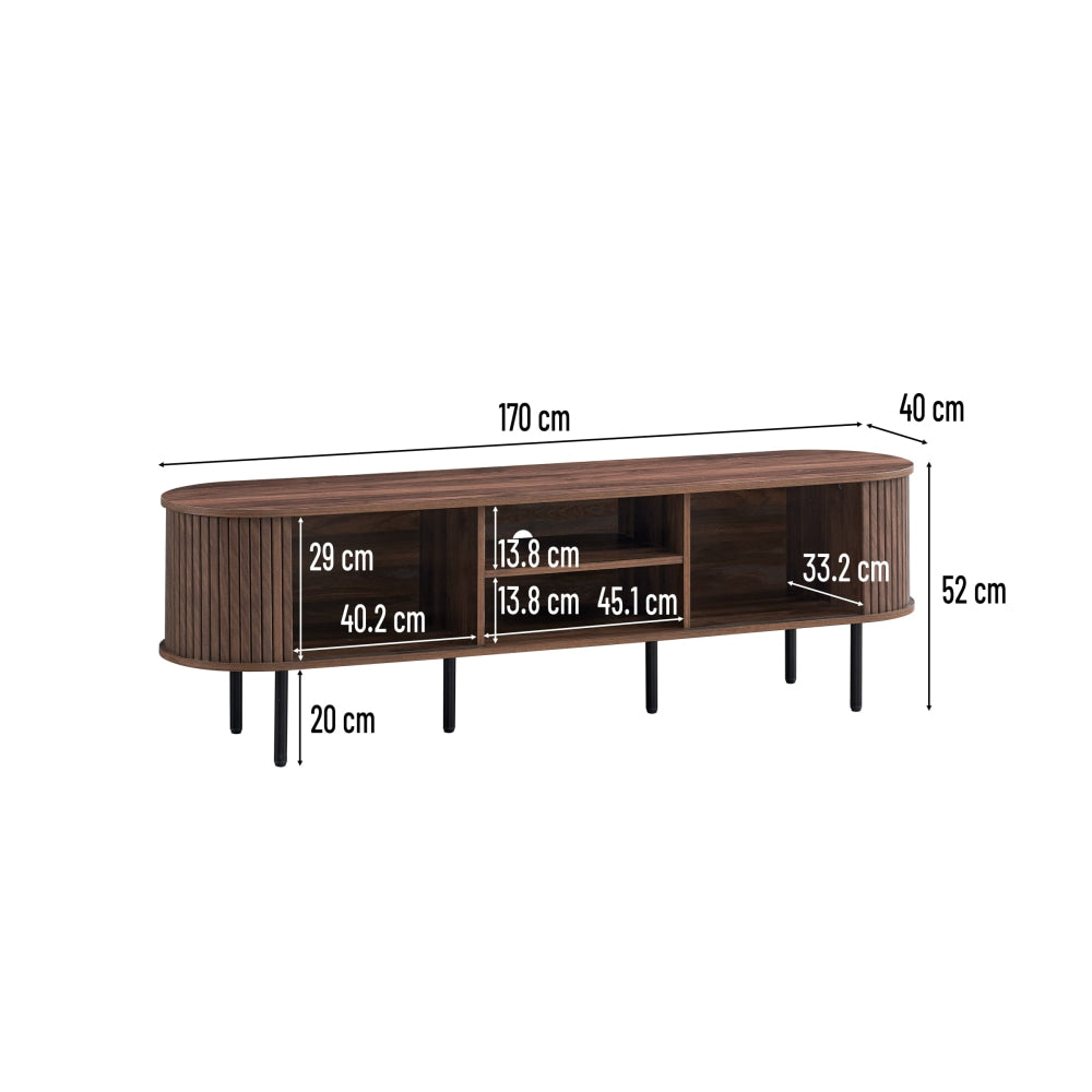 Jain Wooden Lowline Entertainment Unit TV Stand W/ 2-Doors Walnut Fast shipping On sale