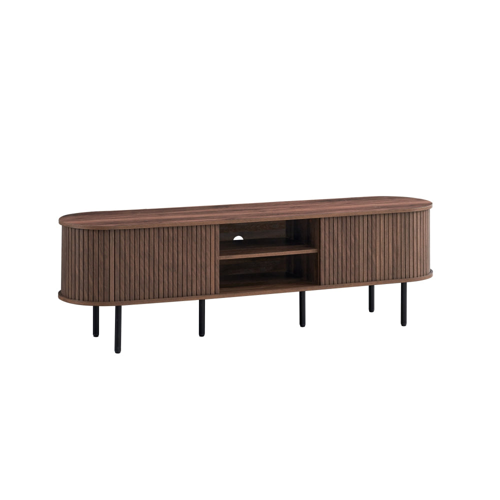 Jain Wooden Lowline Entertainment Unit TV Stand W/ 2-Doors Walnut Fast shipping On sale