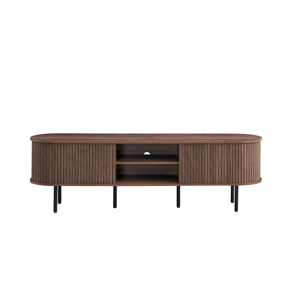 Jain Wooden Lowline Entertainment Unit TV Stand W/ 2-Doors Walnut Fast shipping On sale