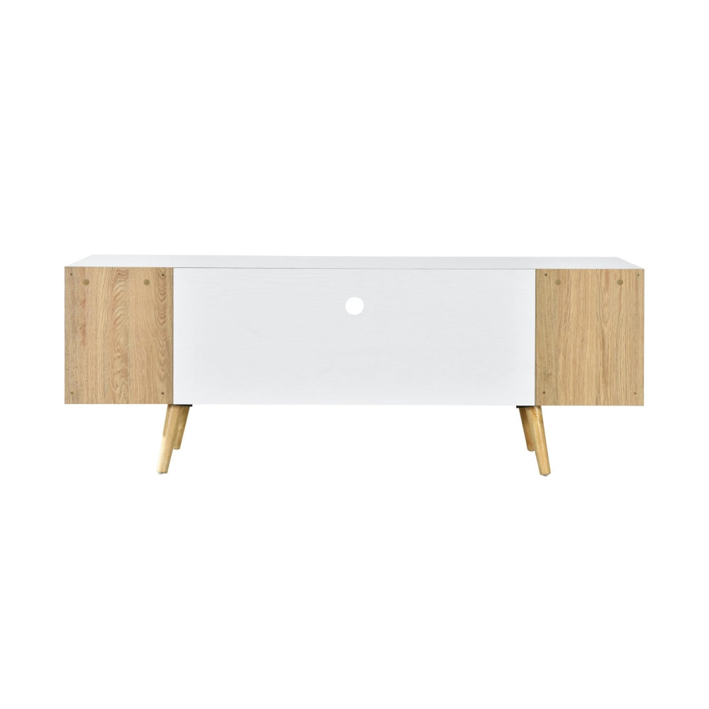 Jamie Wooden Entertainment Unit TV Stand 160cm W/ Open Shelf - Oak & White Fast shipping On sale