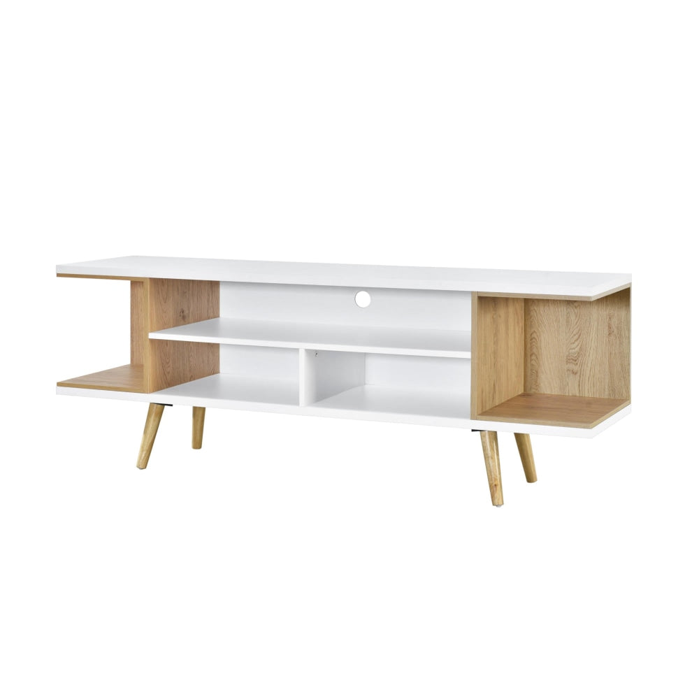 Jamie Wooden Entertainment Unit TV Stand 160cm W/ Open Shelf - Oak & White Fast shipping On sale