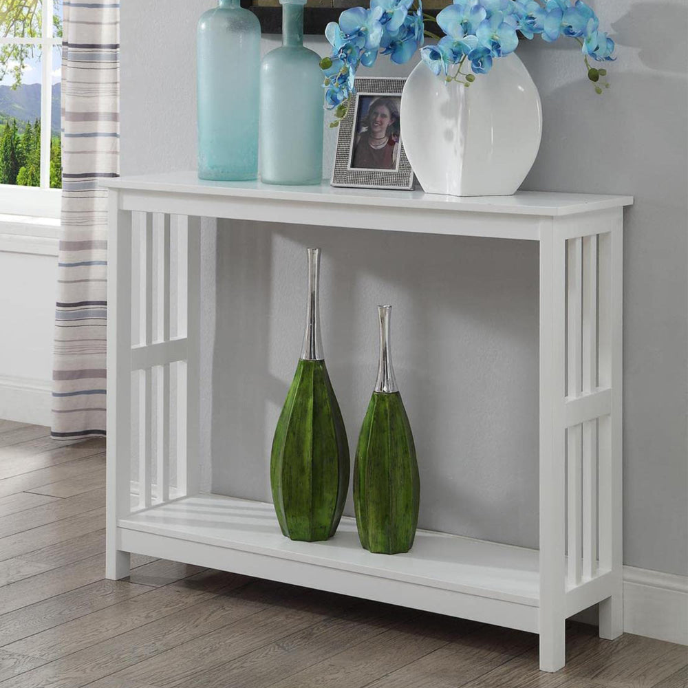 Janica Wooden 2-Tier Hallway Console Hall Table White Fast shipping On sale