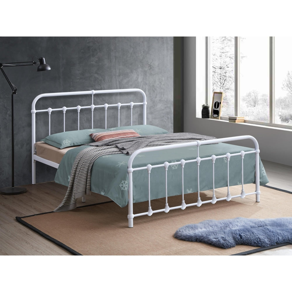 Jazli modern Queen Size Metal Bed Frame - White Fast shipping On sale