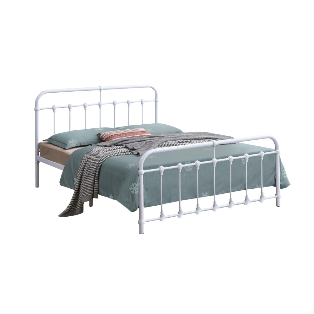 Jazli modern Queen Size Metal Bed Frame - White Fast shipping On sale