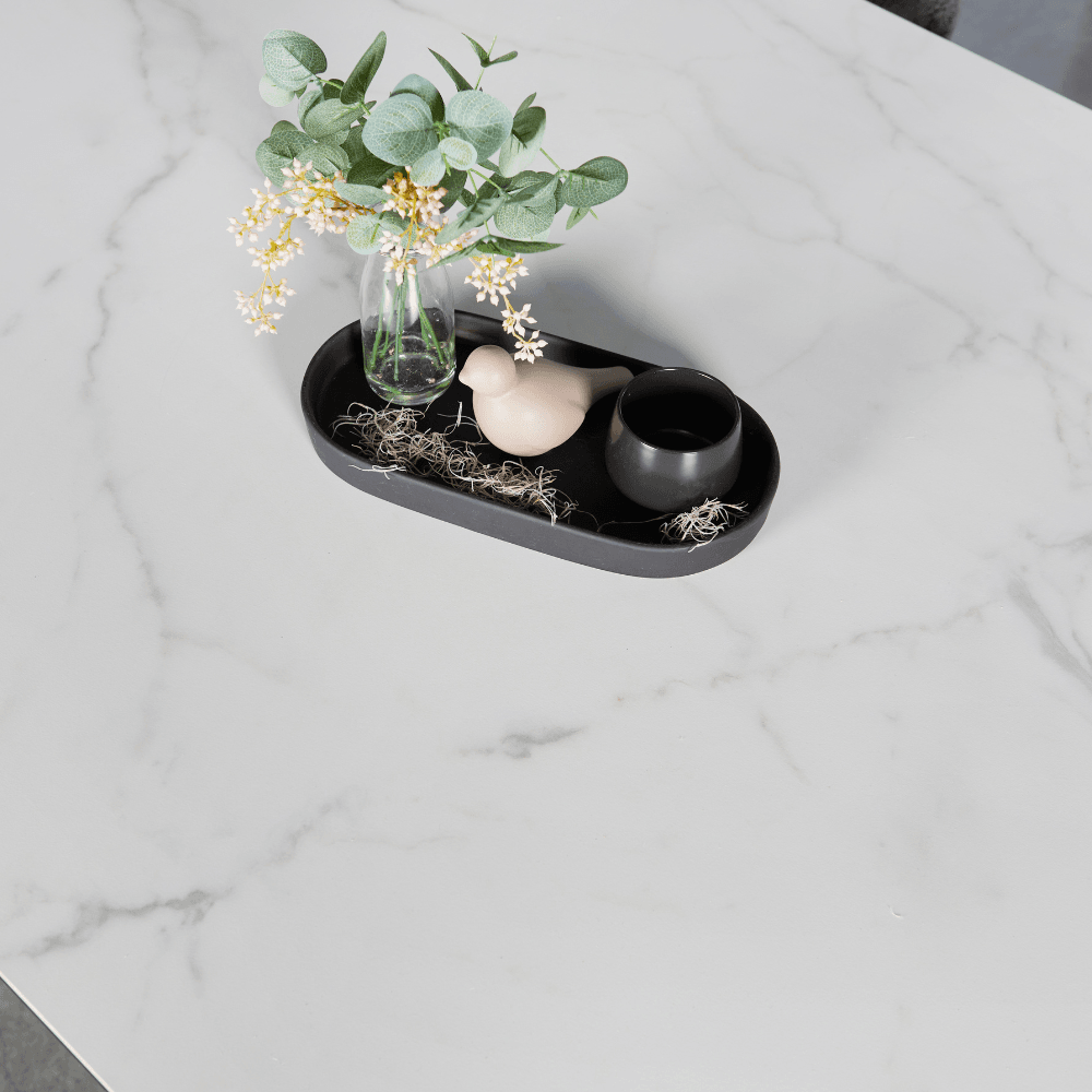 Jeolla Large Modern Rectangular Kitchen Dining Table Marmo Ceramic 240cm - White / Black Fast shipping On sale