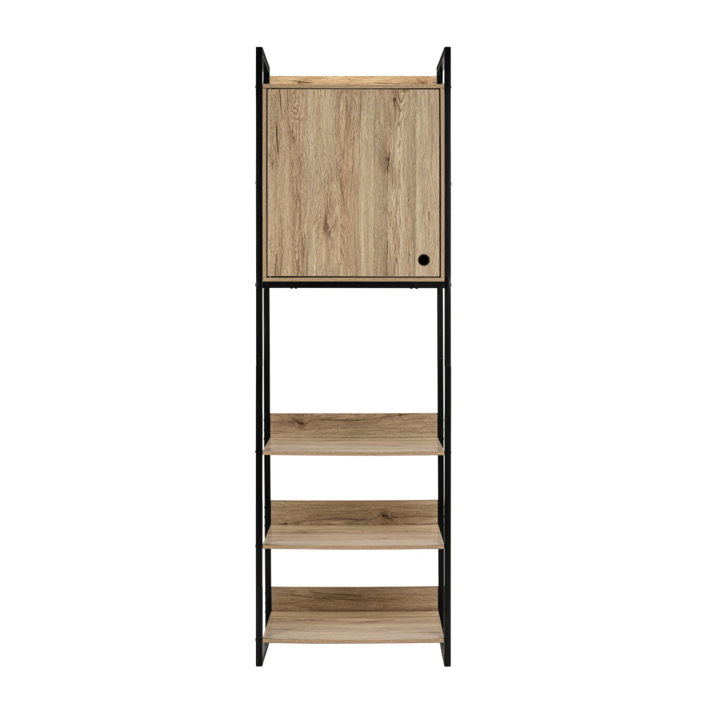 Jesse Tall Display 3-Shelves Cupboard StorageCabinet 1-Door Natural/Black Fast shipping On sale