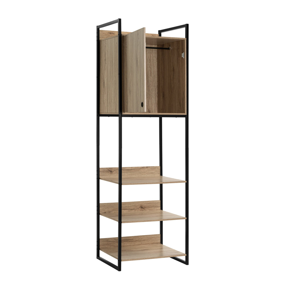 Jesse Tall Display 3-Shelves Cupboard StorageCabinet 1-Door Natural/Black Fast shipping On sale