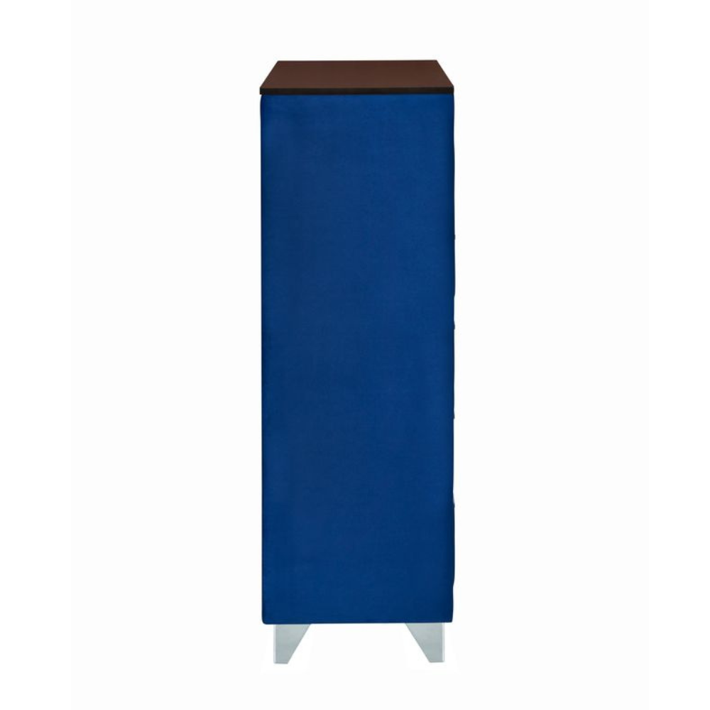 Modern Velvet Chest Of 5-Drawers Tallboy Storage Cabinet Navy Blue Drawers Fast shipping On sale