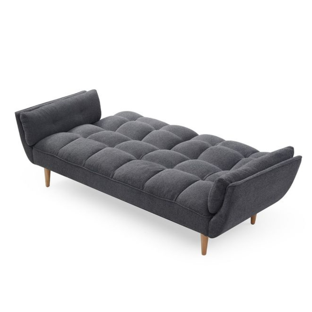 Fabric 3-Seater Deep Cushioned Couch Sofa Bed Dark Grey Fast shipping On sale