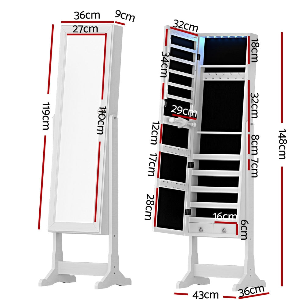 Jewellery Cabinet Mirror Free Standing Fast shipping On sale