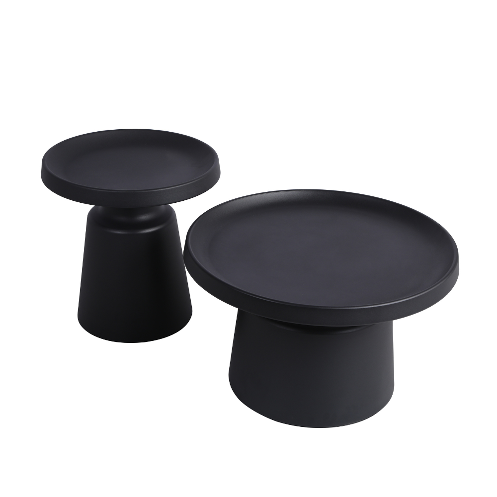 Jiles 2Pcs Round Nesting Metal Coffee Tea Table Set Black Fast shipping On sale