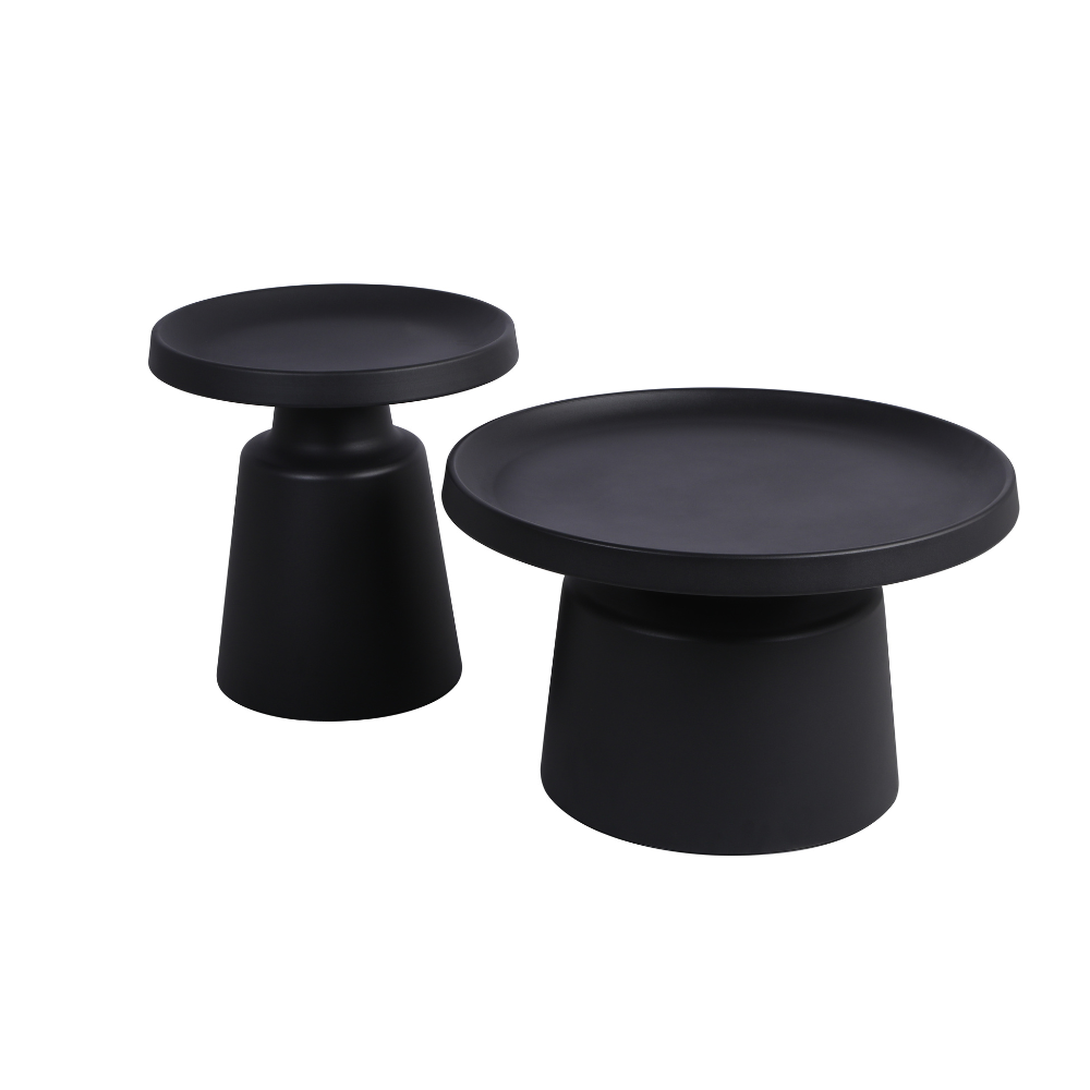 Jiles 2Pcs Round Nesting Metal Coffee Tea Table Set Black Fast shipping On sale