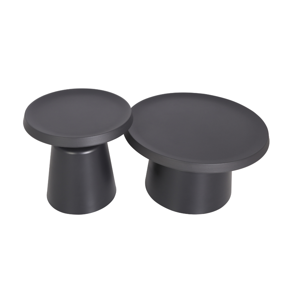 Jiles 2Pcs Round Nesting Metal Coffee Tea Table Set Black Fast shipping On sale