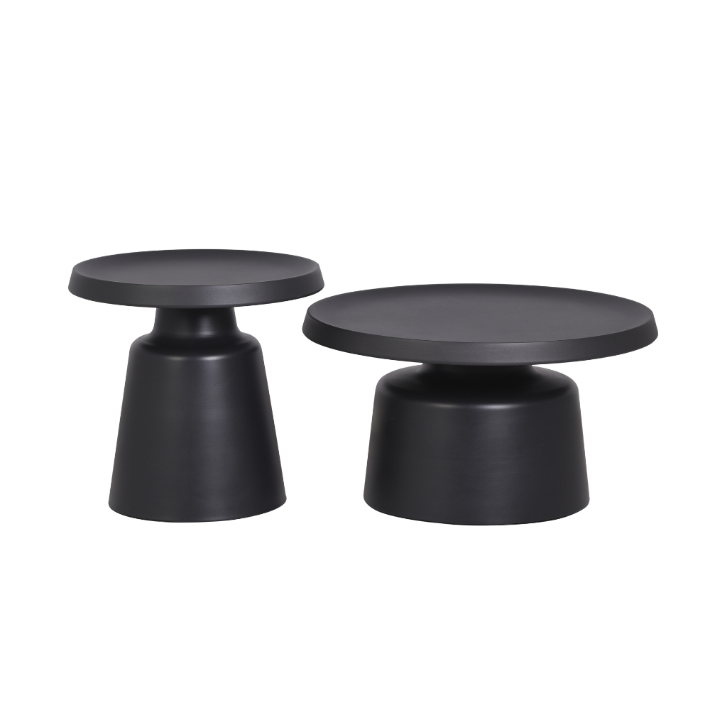 Jiles 2Pcs Round Nesting Metal Coffee Tea Table Set Black Fast shipping On sale