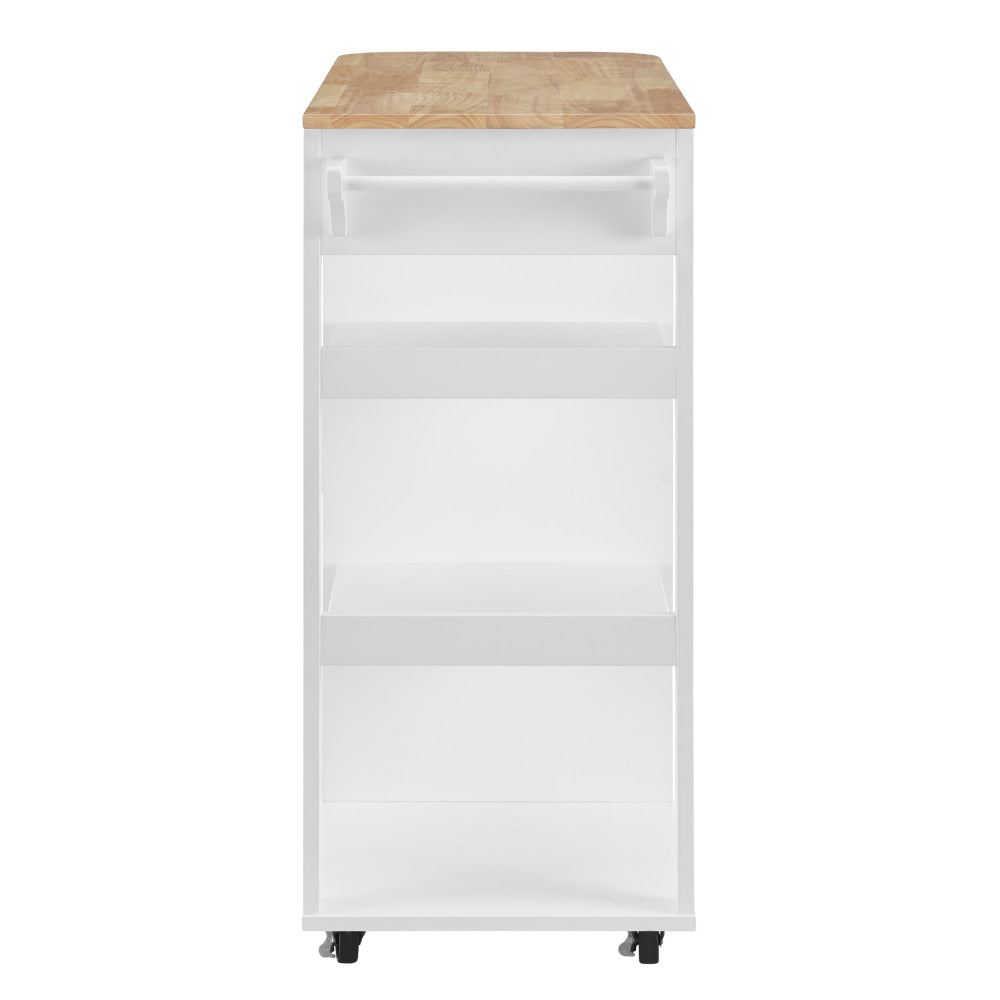 Jinan Wooden Mobile Kitchen Trolley Storage Caddy W/ 3-Shelves White Fast shipping On sale